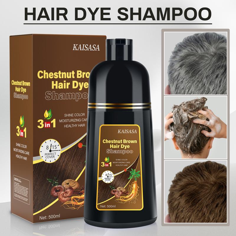 KAISASA Chestnut Brown Hair Dye Shampoo 3 in 1,Herbal Ingredients,Contains Ginseng Extract,Natural Haircoloring, Plant Haircare,black hairdye