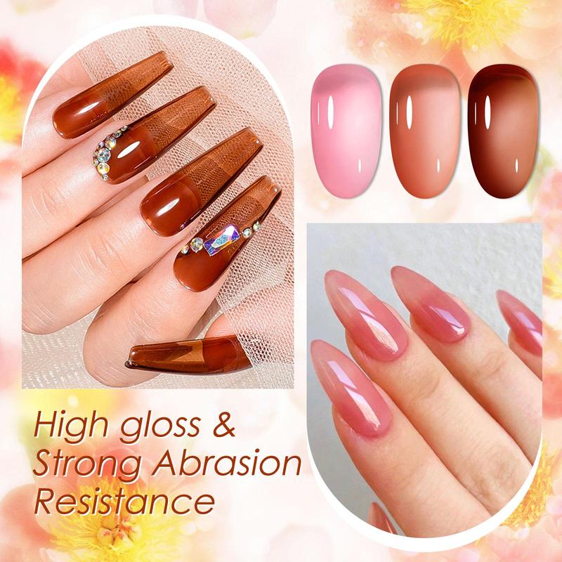 Colorful Jelly Amber Gel Nail Polish Set, 18pcs set Colorful Crystal Translucent Nail Art Gel, Semi Permanent UV Gel Polish Varnish, Christmas Gift