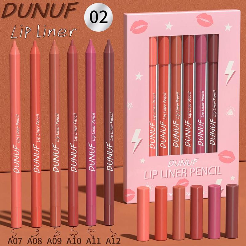 Long Lasting Lip Liner Set, 6pcs Multifunction Lip Liner, Easy Coloring Lip Liner, Moisturizing Lip Liner for All Occasions Lip Makeup, Girls and Women Makeup Accessories, Lip Cosmetic