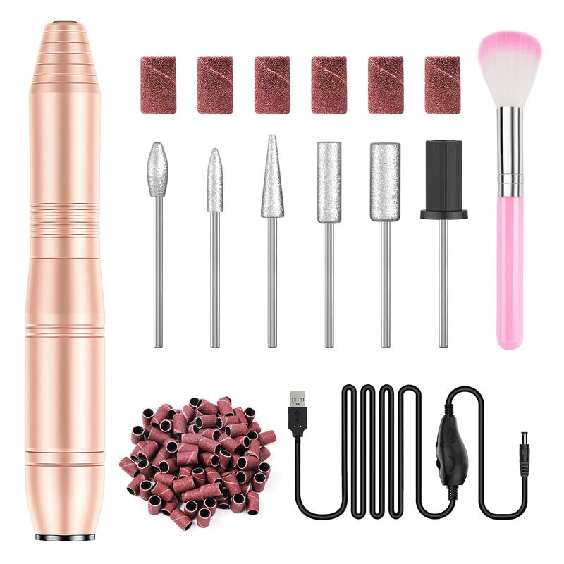 Professional Nail Drill Nail Filer Electric Set for Acrylic Nail Kit, Portable 20000 RPM USB Electric Nail Drill Polishing Manicure Tools for Beginners with Everything