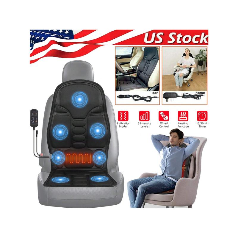 Dazone Massage Seat Cushion Pad, 8 Modes Electric Heated Back Neck Leg Full Body Massager Chair Pad For Car, Home, Office