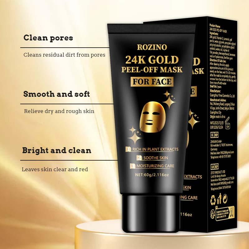 24k Gold Peel Off Mask, 1 Box Deep Cleansing & Nourishing Face Mask, Moisturizing Face Mask, Face Care Product for Women & Men