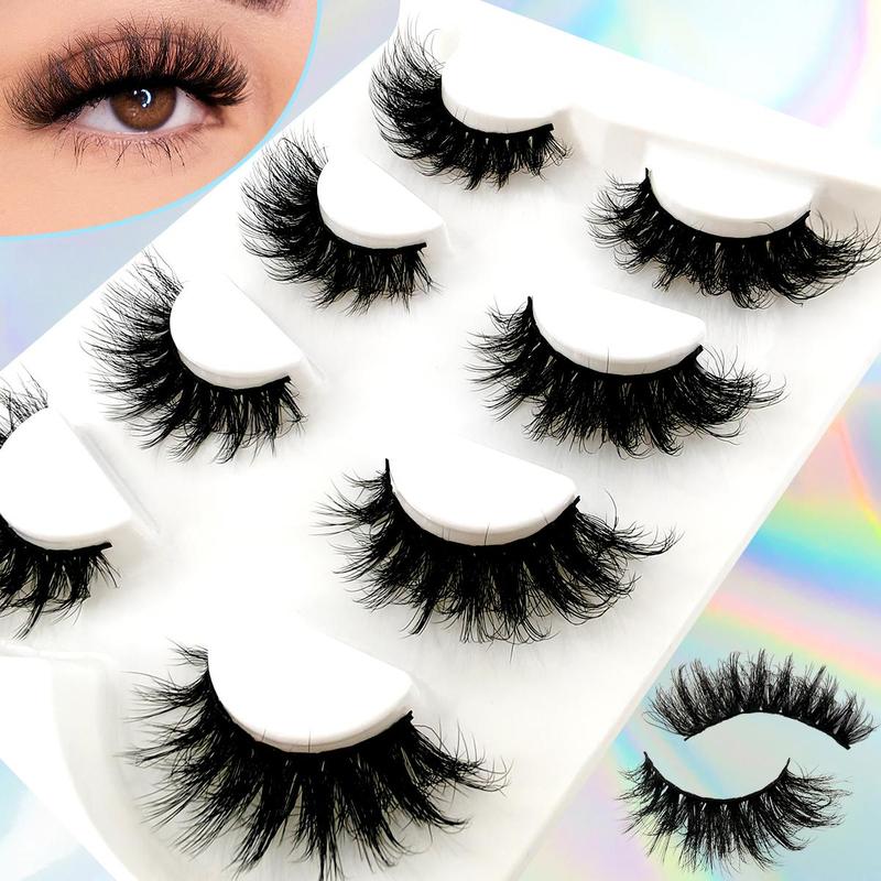 Cat Eye Look False Eyelashes, 4 Pairs Natural Look Thick & Curly False Eyelashes Clusters, Lash Extension Eye Makeup Product for Women, Individual Lashes Clusters Kit