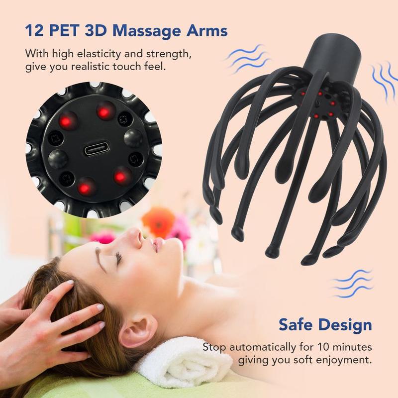 USB Rechargeable Electric Octopus Claw Scalp Massager, 1 Count Deep Tissue Muscle Relaxation Massager, Head Scalp Massage Tool for Home & Travel