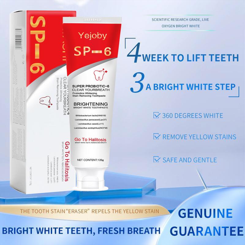 2024 SP-6 Probiotic Toothpaste：Enhanced Formula Balances The Oral Microbiome, Removes Stains, And Provides Long-lasting Fresh Breath.