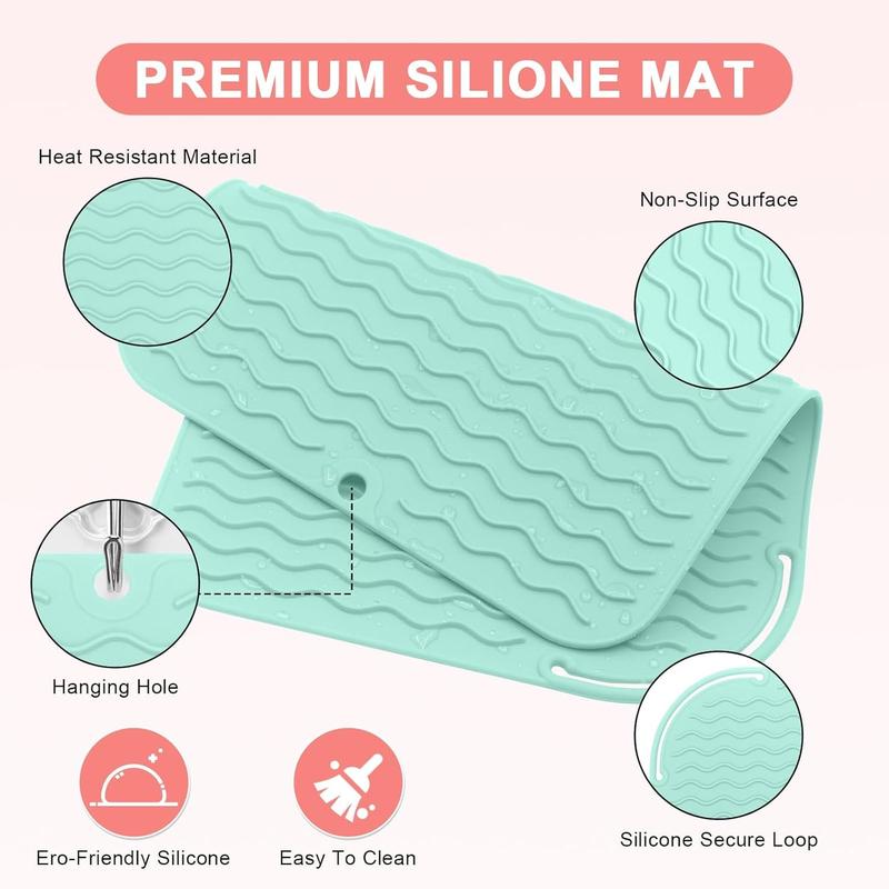 Plus Size Silicone Heat Resistant Mat, Portable Travel Hot Tools Pad Cover for Curling Iron, Flat Iron, Hair Straightener and Other Hair Styling Tools(12.0