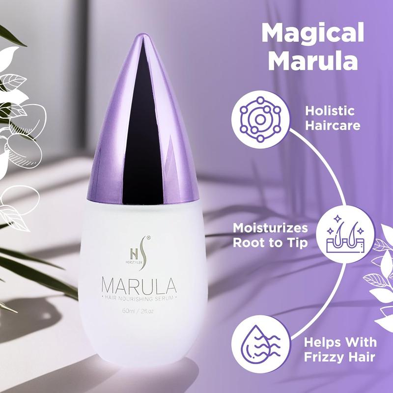 HerStyler Marula Oil Serum, 2 Pack - Anti-Frizz for Frizzy and Damaged Hair, Smoothing Shine Enhancer - 2 Fl. Oz. Haircare Aloe