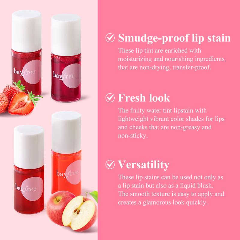 bayfree Korean Lip Stain Set Moisturizing Weightless & Non-sticky Finish Mini Items Makeup Gel Gloss