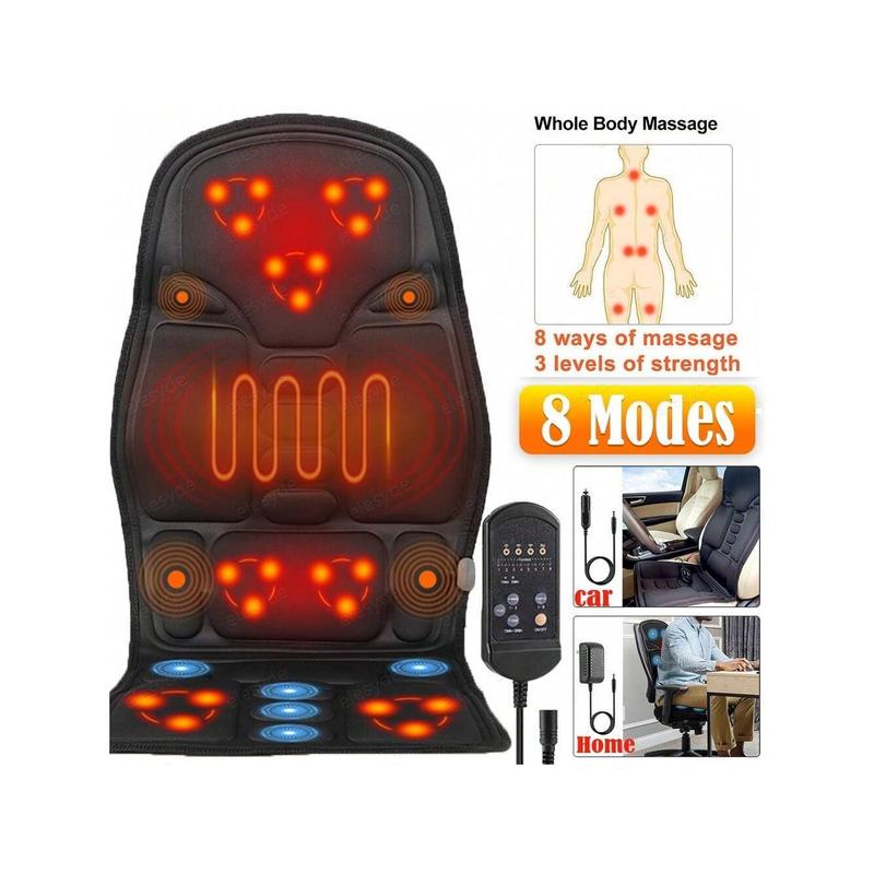 Dazone Massage Seat Cushion Pad, 8 Modes Electric Heated Back Neck Leg Full Body Massager Chair Pad For Car, Home, Office