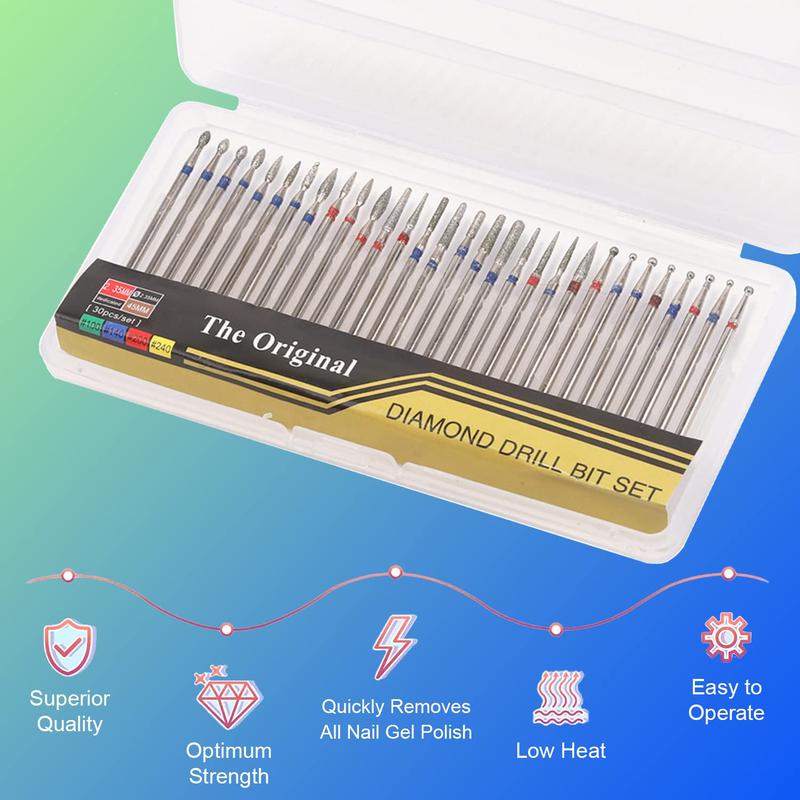 Professional Nail Drill Bits Set, 30pcs box Drill Bit for 3 32 Inch Cuticle Nail Drill, Manicure & Pedicure Remover Tools Accessories