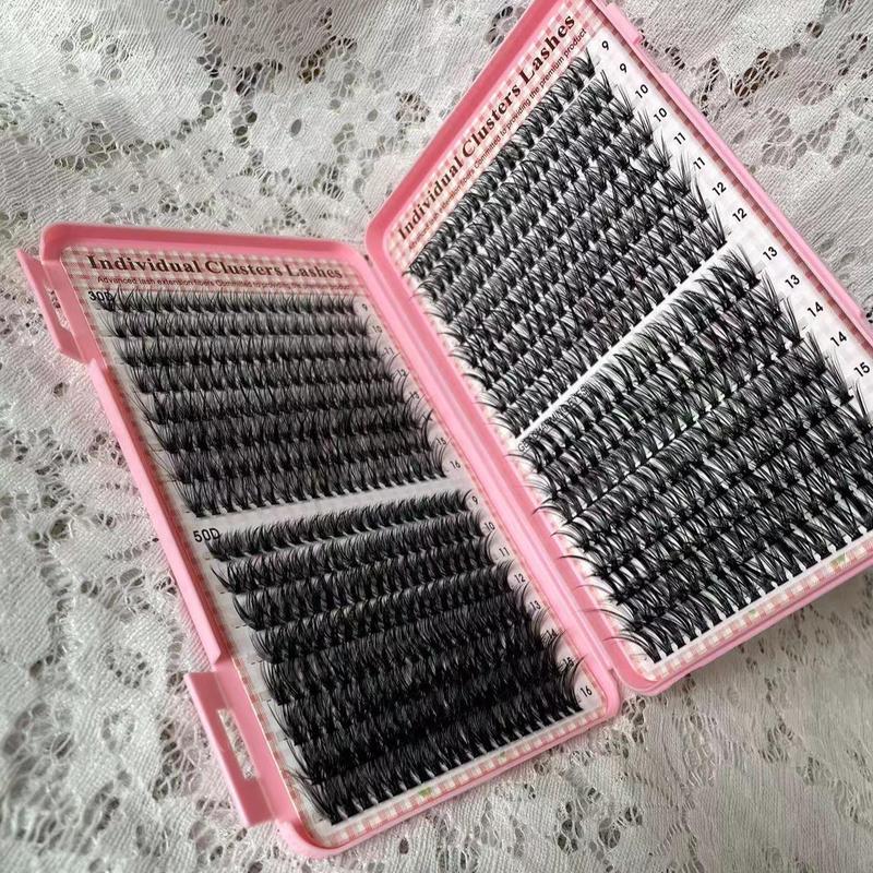 Individual  Lash Clusters , 640pcs box Natural Curl Eyelash Extensions, Self Grafting Eyelash Clusters for Women and Girls Eye Makeup Enhancement