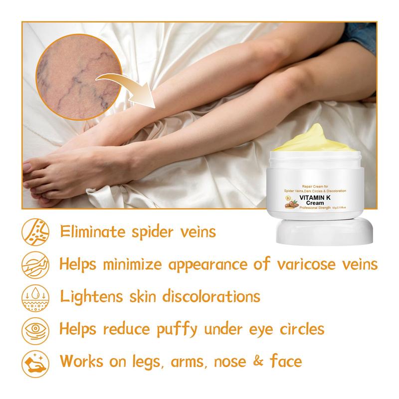 Vitamin Massage Cream - Vitamin K Cream Skin Care Relieve Leg Pain, Swelling, Leg Veins Massage Cream