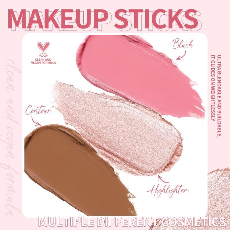 Multi-use Long Lasting Non-Fading Blush Stick, Smudge-Proof Blush, Natural Look Blush for Daily Makeup, Lightweight Highlighting Blush, Soft Color Shadow, Suitable for All Skins