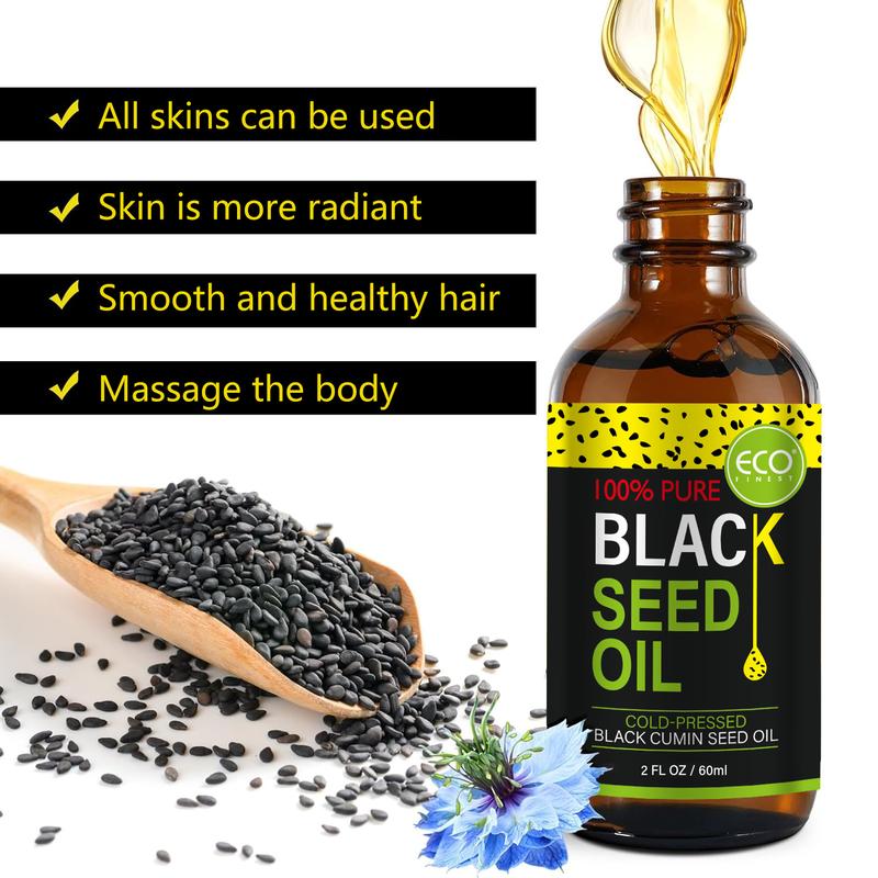 ECO Finest Black Seed Oil for Hair and Skin Care, Natural&Organic, Black seed cumin oil, Nourishing Serums, 60ml- Hydrating Serum, Haircare Vitamins