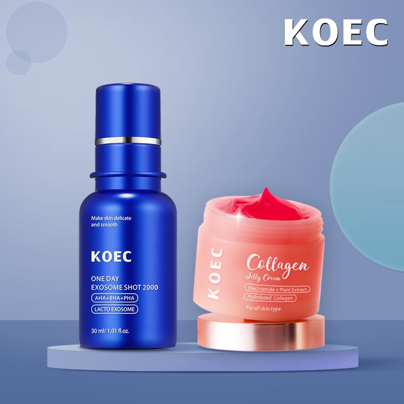 KOEC - Korean Home Aesthetic Duo l Experience Glass Glow Effect with Zero Exosome Spicule Serum + Collagen Niacinamide Jelly Cream Combination