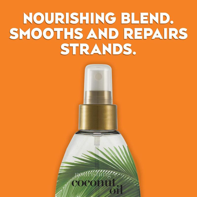 OGX Nourishing + Coconut Oil Weightless Hydrating Oil Hair Mist, Lightweight Leave-In Hair Treatment with Coconut Oil & Bamboo Extract, Paraben & Sulfate Surfactant-Free, 4 fl oz