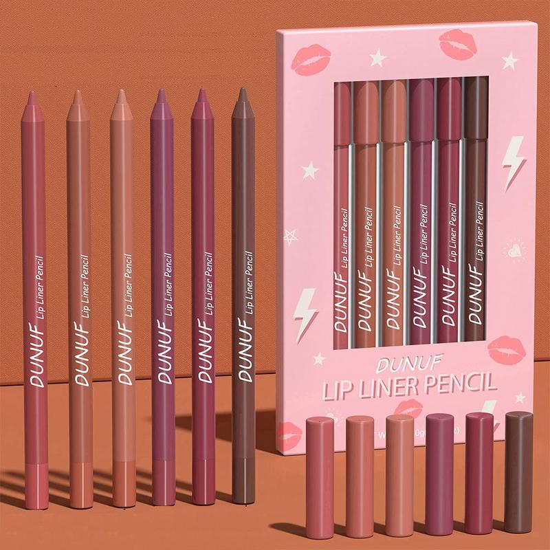 Long Lasting Lip Liner Set, 6pcs Multifunction Lip Liner, Easy Coloring Lip Liner, Moisturizing Lip Liner for All Occasions Lip Makeup, Girls and Women Makeup Accessories, Lip Cosmetic