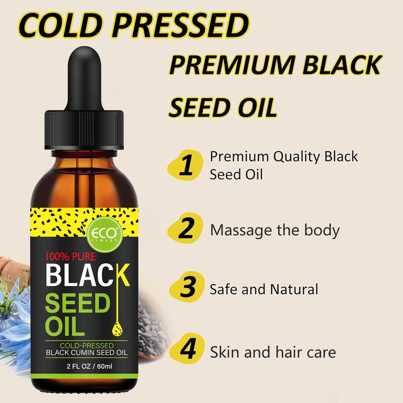 ECO Finest Black Seed Oil for Hair and Skin Care, Natural&Organic, Black seed cumin oil, Nourishing Serums, 60ml- Hydrating Serum, Haircare Vitamins