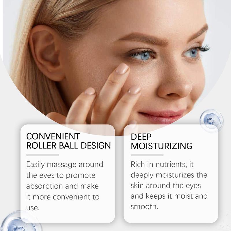 Roll-on Type Eye Cream, Moisturizing Eye Cream, Hydrating Nourishing Skin Care Gel, Under Eye Roller Cream Eye Care Lotion for Women and Men, Eye Skincare, Summer Gift