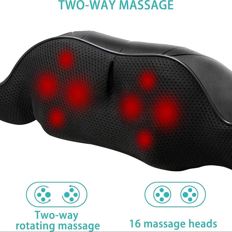 Portable Electric Massager Shoulders and Neck, Deep Tissue 3D Kneading Neck Pillow for Home, Office and Car, Electric Body Massager for Women and Men