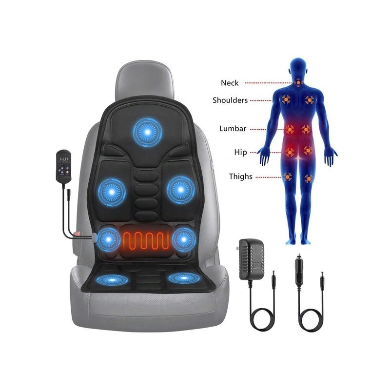 Dazone Massage Seat Cushion Pad, 8 Modes Electric Heated Back Neck Leg Full Body Massager Chair Pad For Car, Home, Office