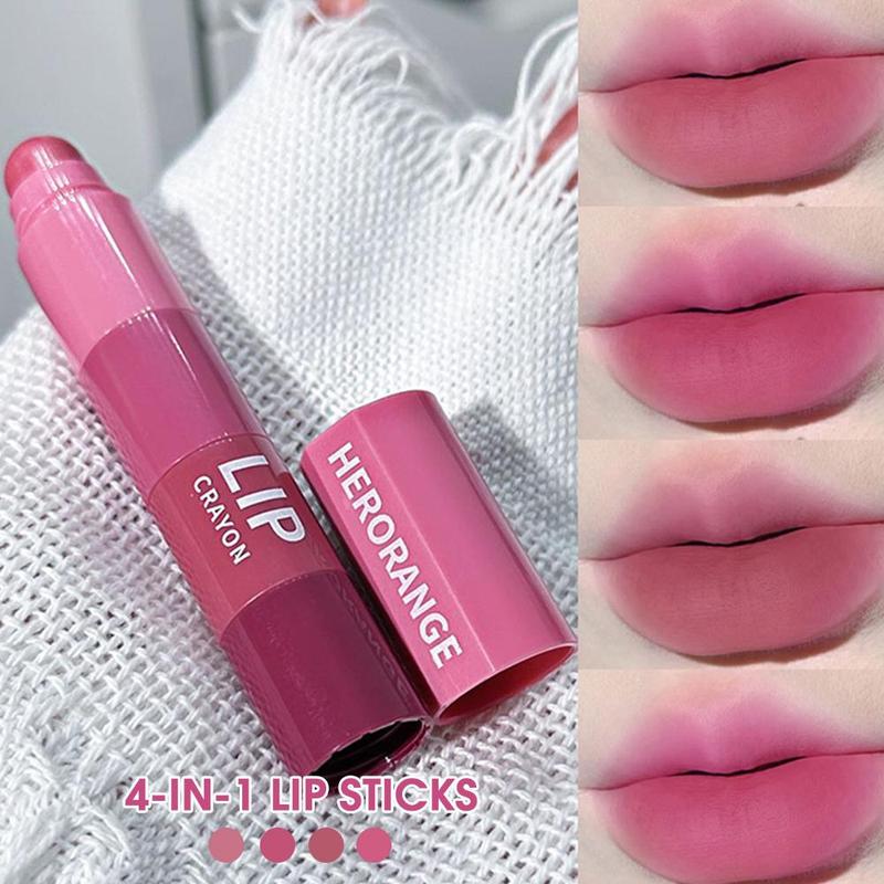 4 Colors Moisturizing Matte Lipstick, Long Lasting Easy Coloring Lip Sticks for All Occasions Lip Makeup, Moisture Lipgloss