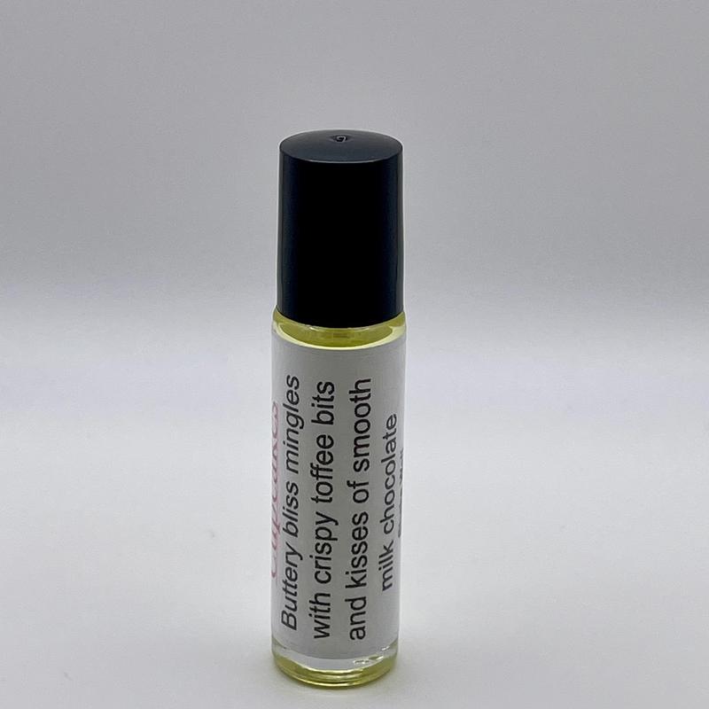 Vanilla Cupcakes with Chocolate Frosting Body Oil Roll-On, 10 mL - Handmade by Small US Business