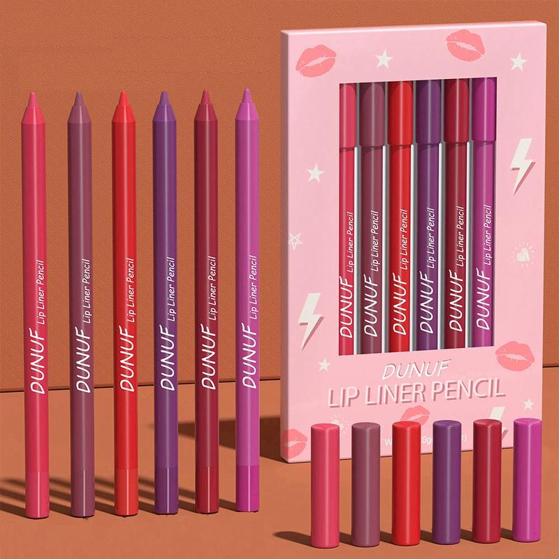 Long Lasting Lip Liner Set, 6pcs Multifunction Lip Liner, Easy Coloring Lip Liner, Moisturizing Lip Liner for All Occasions Lip Makeup, Girls and Women Makeup Accessories, Lip Cosmetic