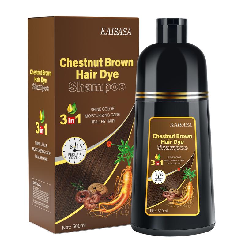 KAISASA Chestnut Brown Hair Dye Shampoo 3 in 1,Herbal Ingredients,Contains Ginseng Extract,Natural Haircoloring, Plant Haircare,black hairdye