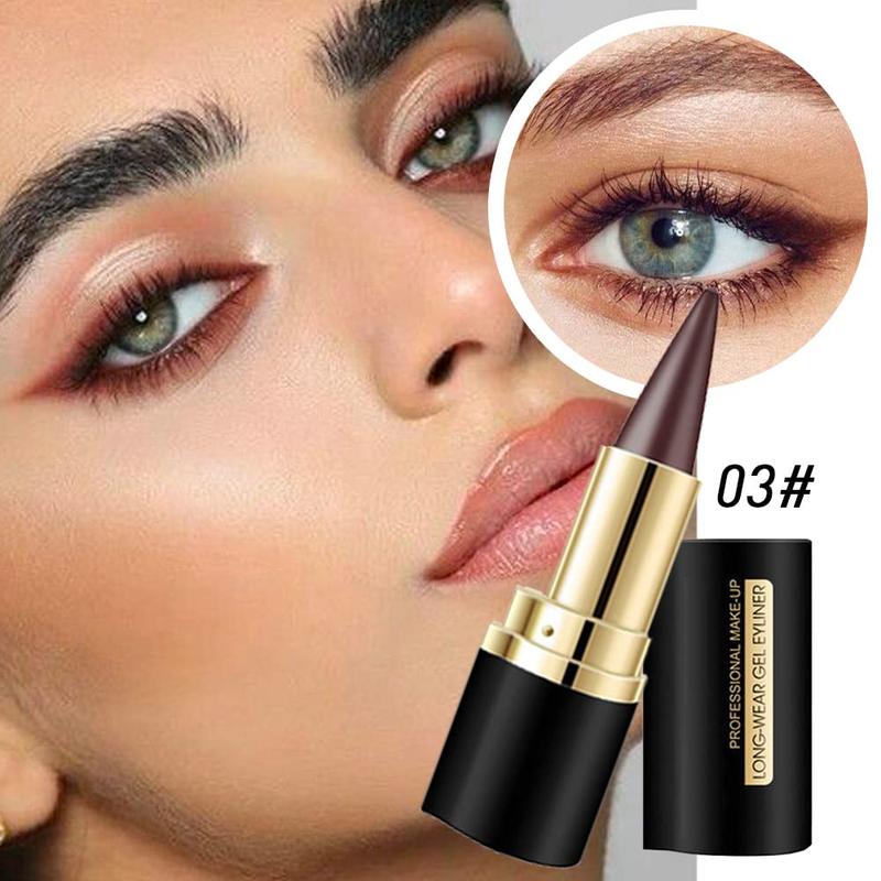 2Pcs Black Brown Gel Eyeliner Pencil Set,Natural Cream Eye Liner Waterproof Smudge Proof,Cat Eye Black Smokey Eyeshadow Palette Stick,Goth Halloween Makeup,delineador de ojos contra el agua Lipliner Smooth Clear Gift