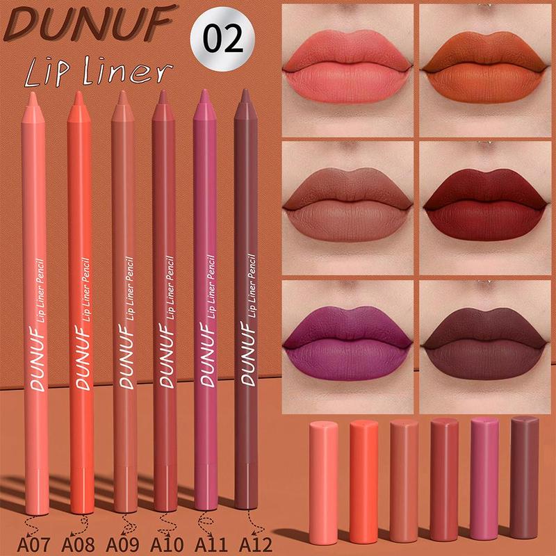 Long Lasting Lip Liner Set, 6pcs Multifunction Lip Liner, Easy Coloring Lip Liner, Moisturizing Lip Liner for All Occasions Lip Makeup, Girls and Women Makeup Accessories, Lip Cosmetic