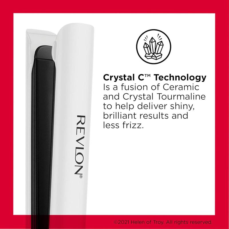 REVLON Crystal C + Ceramic Digital Hair Flat Iron | Long-Lasting Shine and Less Frizz, (1 In) Helen of Troy