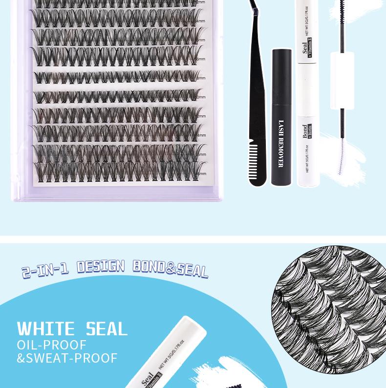 Eyelash 240pcs DIY Eyelash Expansion Kit 30+40D, Eyelash Waterproof Bonding and Sealing DIY Eyelash Extensions Eyelash Poly Bundle Waterproof Eyelash Poly Kit Cosmetics, Eyelash Extensions, Makeup, Gifts Contour Curler