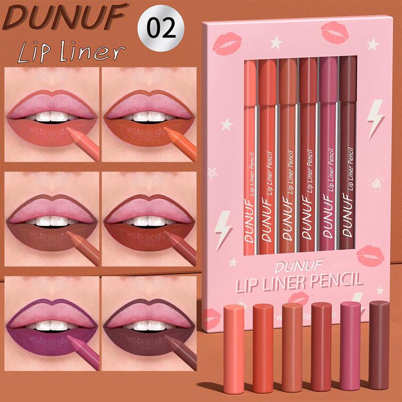 Long Lasting Lip Liner Set, 6pcs Multifunction Lip Liner, Easy Coloring Lip Liner, Moisturizing Lip Liner for All Occasions Lip Makeup, Girls and Women Makeup Accessories, Lip Cosmetic