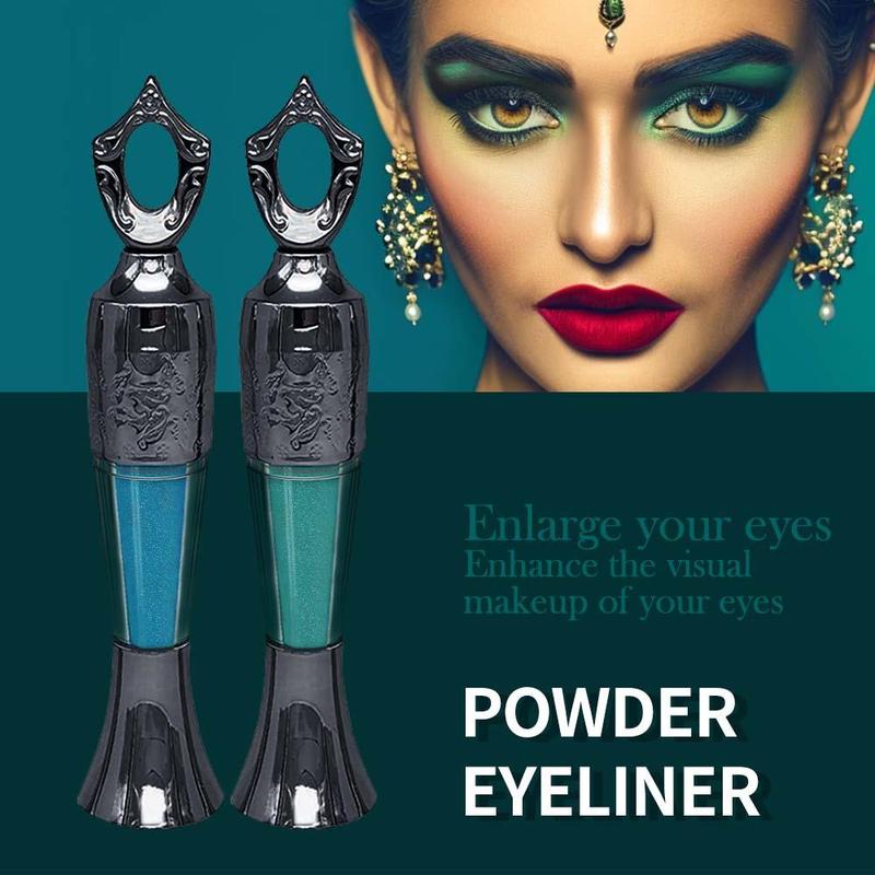 Long Lasting Eyeliner Powder, 2 Counts set Easy To Use Eye Liner Powder & Brush, Professional Eye Makeup Tool for Women