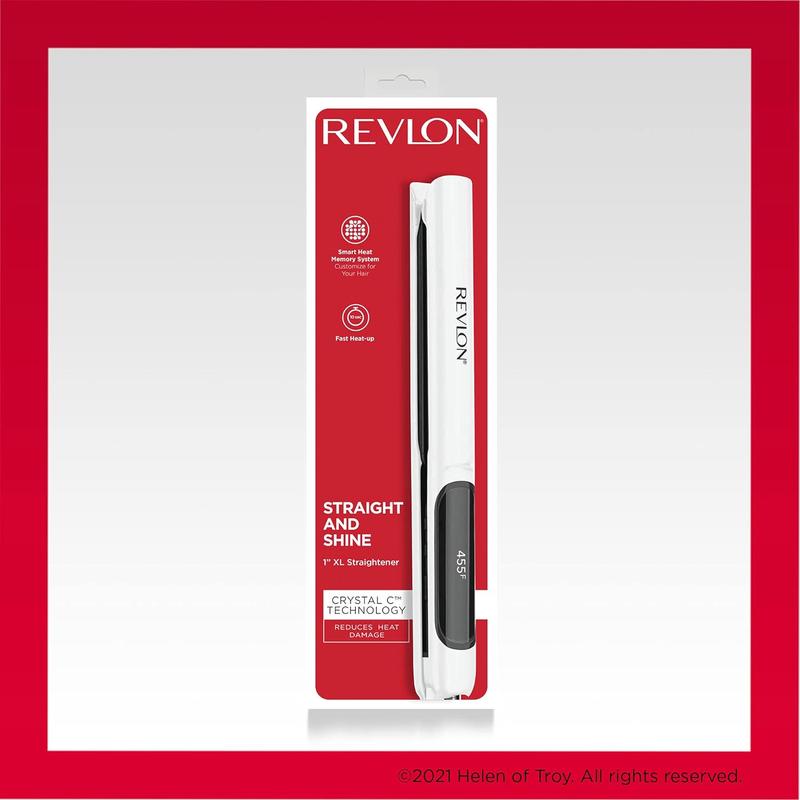 REVLON Crystal C + Ceramic Digital Hair Flat Iron | Long-Lasting Shine and Less Frizz, (1 In) Helen of Troy