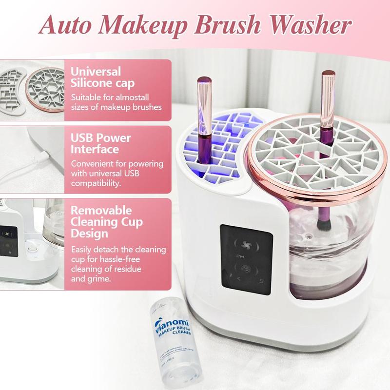 Electric Makeup Brush Cleaner, USB Rechargeable Makeup Brush Cleaning Machine with Brush Cleaning Liquid Set, Professional Makeup Tool for Women, Christmas Gift