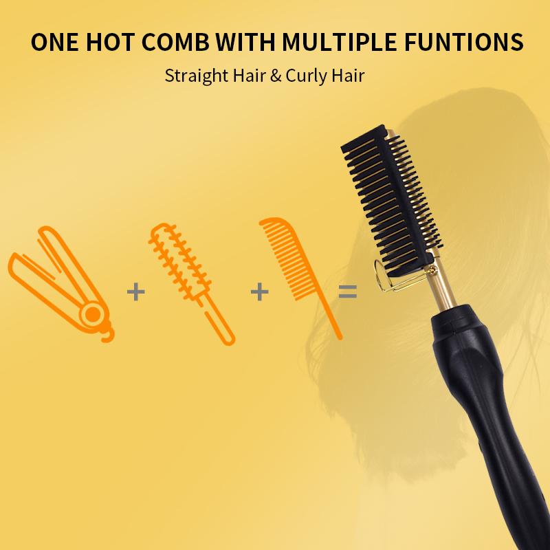 Electric Heated Hair Straightening Comb,Multifuncional Hair Straightening brush,wet &dry hair styling tool for home&salon use marcel curling irons