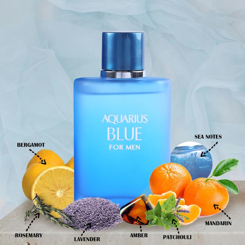 Aquarius Blue Spray Cologne For Men - Refreshing Fragrance for Men - 100ml 3.4fl.oz.