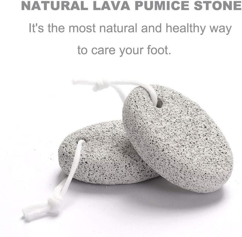 Natural Foot Pumice Stone for Feet, 2-Pack Lava Pedicure Tools Hard Skin Callus Remover for Feet and Hands - White&Red