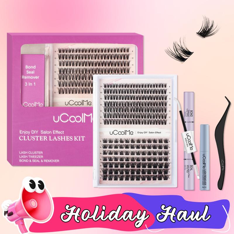 uCoolMe Short Lashes | Flora & Magic | DIY Short Clusters 8-12mm Individual lash Extensions D Curl Ultra-thin Band Lash Clusters Natural Look Cluster Lashes For Girls winter gift