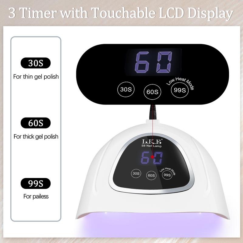 LKENail S8 LED Nail Lamp,Upgrade 72W Nail Dryer for Gel Polish with LCD Display,Auto Sensor and 3 Timer settings,Professional Curing Lamp Light for Salon and Home,Thanksgiving Gifts for Girlfriends