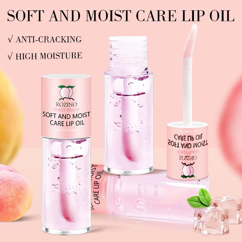 Peach Moisturizing Lip Oil, 3 Counts set Long Lasting Moisturizing Lip Oil, Hydrating Lip Oil, Lip Care Product for Women & Girls, Christmas Gift