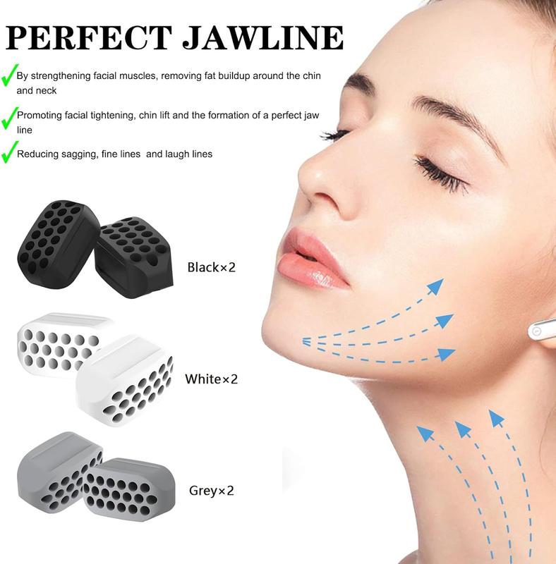 Jawline Exerciser for Man and Woman 3 Resistance Level, Free Silicone Jaw Exerciser Gum Tablets Jaw Trainer ( 6 Pcs ) Skincare Facial Comfort