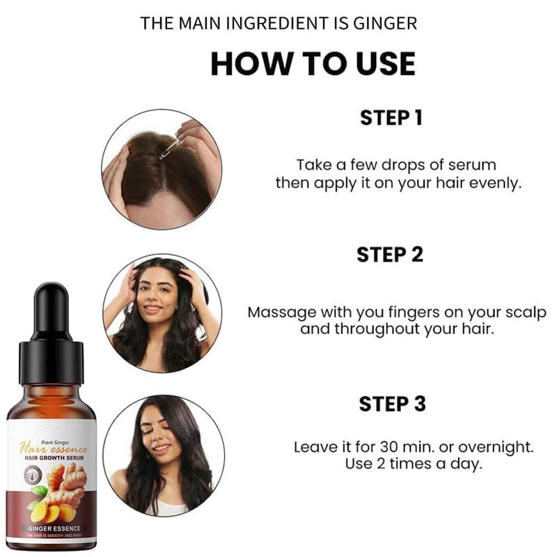 Sadoer Ginger Essence Hair Serum, Hair Growth Serum, Ginger Hair Regrowth Serum, Ginger Essence Hair Essential Oil, Promotes Thicker Stronger Hair