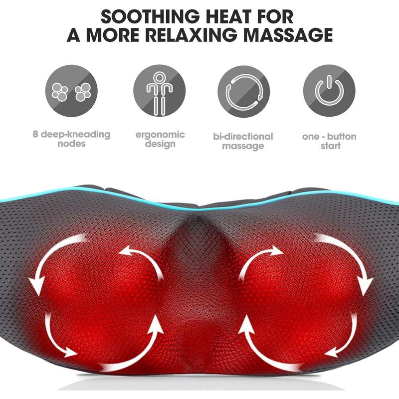 Neck Massager with Heat - Electric Shiatsu Deep Kneading Back Massage for Neck Pain, Shoulder, Waist, Relax Gift for Her Him Women Men Dad Mom Christmas Mothers Day Fathers Gifts