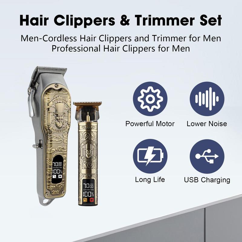 Men's Personal Care Hair Clipper Set, 1 Box Body Hair Trimmer & Beard Trimmer Set, USB Charging Wireless Professional Electric Clipper, Gift for Men