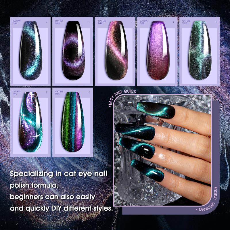 ROSALIND Cat Eye Christmas Gel Nail Polish Set, 20 Mini Colors Glitter Purple Shiny Gray Blue Magnetic Effect Sparkle Winter Gel Polish Gifts Women