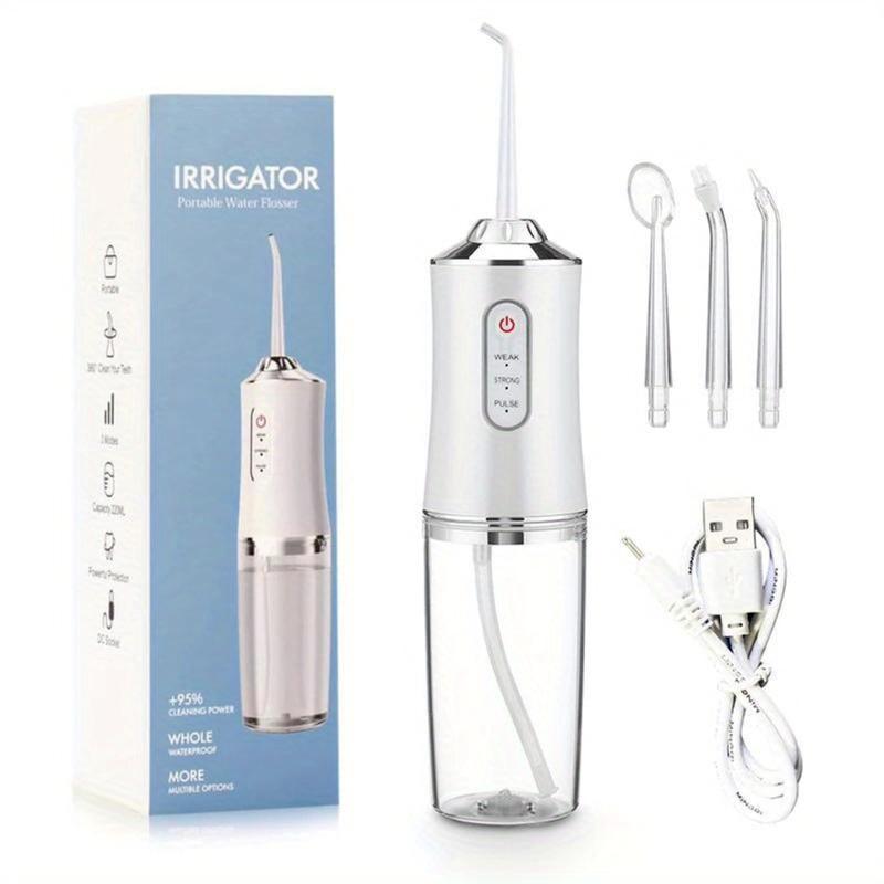 Water Flosser for Teeth, Rechargeable, 4 Jet Tips, Perfect for Oral Care at Home and on the Go