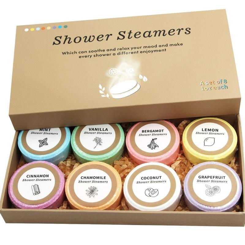 Flower and Fruit Essential Oil Shower Steamers, 1 Set Aromatherapy Shower Tablet, Steam Tablet for Bathroom, Christmas Gift